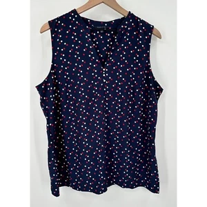 Tommy Hilfiger Tank Top Women XL Red White Blue Polka-dot 4th Of July Festive - Picture 1 of 6