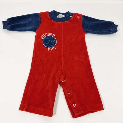 Mameluco Healthtex Talla 3mo Terciopelo Rojo Azul Oscuro Fútbol Profesional De Colección EE. UU. Foto 1 de 4