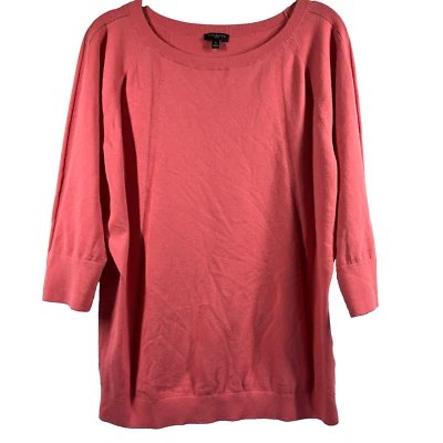 Talbots Sweater Size X 3/4 Sleeve Solid Coral Knit Pullover Lightweight Stretch - Image 1 of 4