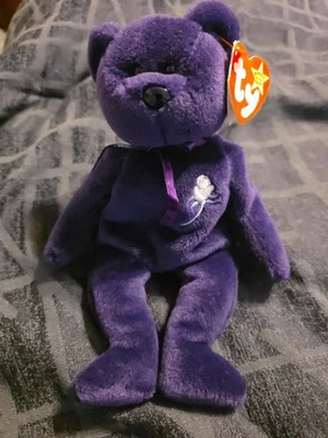 Ty 豆豆娃 - 戴安娜王妃熊 1997 年罕见并退回 - 状况完好 带完好标签 — 第 1/4 张图片