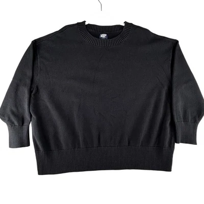 Lands End Black Drifter Sweater Womens Plus 3X Ribbed Crew Neck 3/4 Sleeves - Image 1 of 4