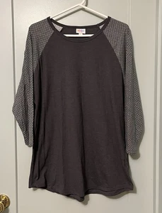 Camisa Raglán de Béisbol Lularoe Randy Para Mujer Gris Con Lunares 3XL NUEVA CON ETIQUETAS - Imagen 1 de 5