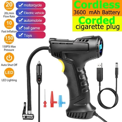 Corded/Cordless Car Tire Pump Inflator Air Compressor LED Digital Electric 12V - Image 1 of 4
