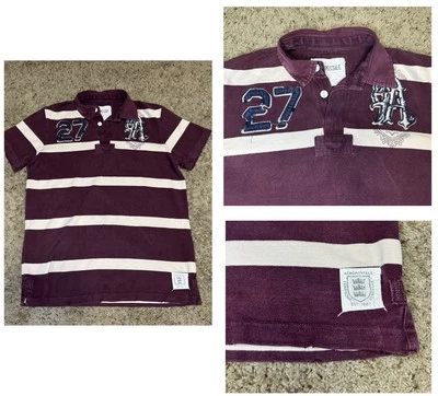 AEROPOSTALE Polo Shirt Striped Y2K 90s Patches Logo Spellout Retro College LARGE — 第 1/4 张图片