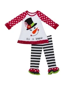 Rare Editions Snowman Let It Snow Top and Ruffled Pants Set  12 Months - Picture 1 of 1