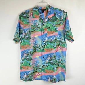 Volcom The North Shore Oahu Rare Allover Map Shirt Mens M Aloha Hawaii Travel - Picture 1 of 13