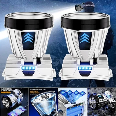 2x 90000Lúmenes Super Brillante Recargable Alta Potencia Faro Alta Potencia Lámpara de Cabeza Foto 1 de 4