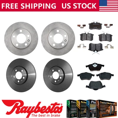 Rotores de freno delanteros traseros y pastillas de freno metálicas para Volkswagen Beetle 1999 Foto 1 de 4