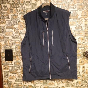 SCOTTeVEST The 101 Vest Mens L Blue Full Zip Sleeveless Travel Utility Pockets - Picture 1 of 12