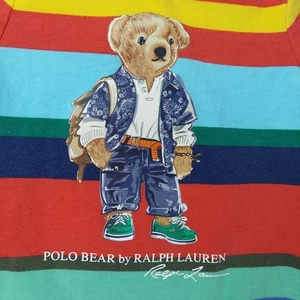 Ralph Lauren Polo BÄR Kleinkind Strampler 6 Monate bunt gestreift Kurzarm - Bild 1 von 8