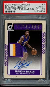 2016 Donruss #1 BRANDON INGRAM Rookie Patch Auto Timeless Treasures /25 PSA 10  - Picture 1 of 2