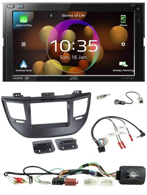 JVC DAB Lenkrad 2DIN Bluetooth USB Autoradio für Hyundai Tucson 15-20 schwarz - Bild 1 von 4