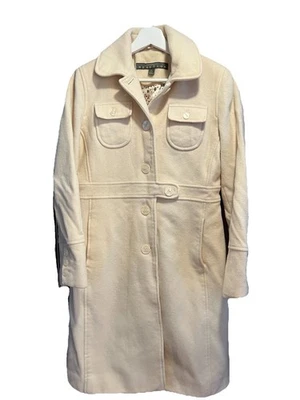 Gabardina chaquetón longitud media mezcla lana marfil kenneth cole reaction talla 8 Foto 1 de 4