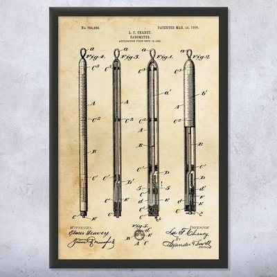 Barometer Patent Wall Art Poster, Canvas or Framed Meteorologist Gift - Image 1 of 4