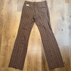 Vtg 60s Pants Disco Flare Leg Rayon Acetate Deadstock NOS Mens 36 Unhemmed FLAWS - Picture 1 of 24