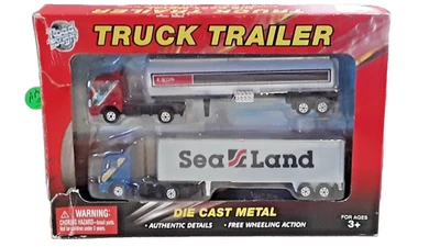Vintage Yat Ming Road Tough Truck & Trailers Diecast Tanker & Sea Land Box (AA-5 - Image 1 of 4