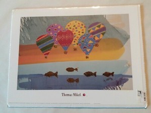 Kunstdruck Bild Thomas Mikel VERKERKE OVER THE RAINBOW Ballons Fisch 30x40cm NEU