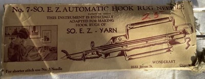 Vintage Wonderart No. 7 - SO. E. Z. Automatic Hook Rug Needle with original box - Image 1 of 4