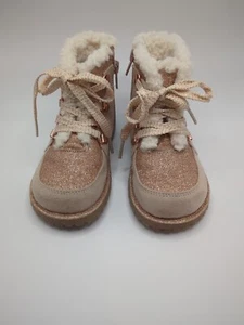 Maggie & Zoe, Blush Faux Sherpa Glitter Boots, Kids Size 8, Lace -up - Picture 1 of 8