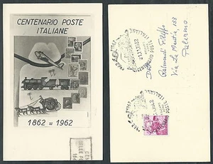 1962 ITALIEN POSTKARTE HUNDERTJAHRFEIER ITALIENISCHE POST PALERMO ROM - C - Bild 1 von 1