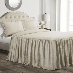 Lush Decor Ruffle Skirt Polyester Bedspread, Twin, Neutral, 2-Pc Set - Picture 1 of 1