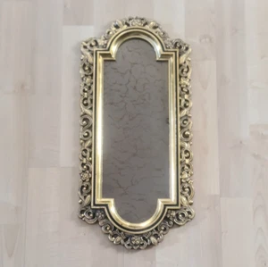 VINTAGE Gold Metal Frame Wall Mirror Ornate Octagon MCM HOLLYWOOD REGENCY Mirror - Picture 1 of 7