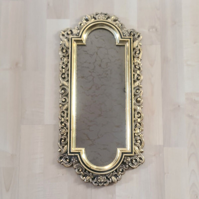 VINTAGE Gold Metal Frame Wall Mirror Ornate Octagon MCM HOLLYWOOD REGENCY Mirror • 84.15£