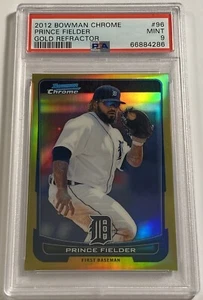 Prince Fielder 2012 Bowman Chrome #96 Gold Refractor SP 02/50 PSA 9 MINT - Picture 1 of 3