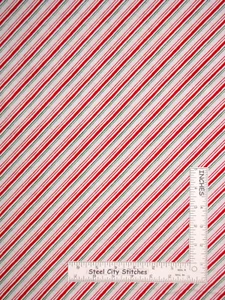 Christmas Holiday Diagonal Stripes White Fabric Northcott Fa La La By The Yard - Picture 1 of 1