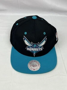 Mitchell & Ness Charlotte Hornets Black Adjustable Snapback Hat Cap Spellout - Picture 1 of 9