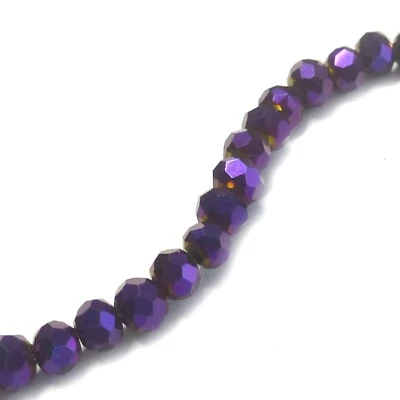 Glasperlen facettiert geschliffen Rondell 4x3 mm purple 130 Perlen nenad-design - Bild 1 von 4