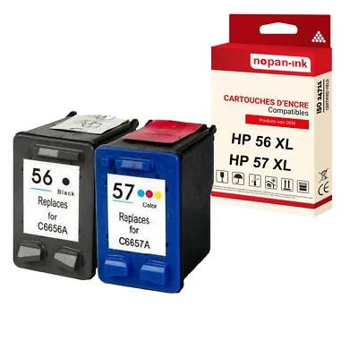 Cartouche HP 56 XL + 57 XL 56XL + 57XL Noir + Cou compatible x2 NOPAN-INK