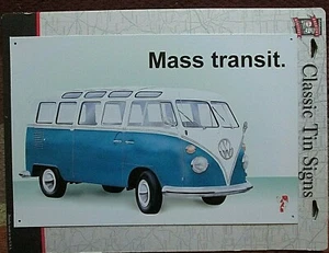Letrero de metal clásico de lata VW Volkswagen Microbus de Colección Transporte Masivo Volkswagen Nuevo de Edición - Imagen 1 de 2