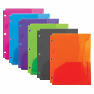 BAZIC Translucent 2 Pocket Poly Portfolio Letter Size File Folder 6 PC ALL COLOR