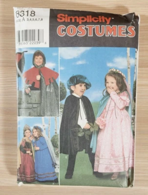 Simplicity Pattern 8318 Adorable Kid's Renaissance / Medieval Costumes  3~8  Unc - Image 1 of 3