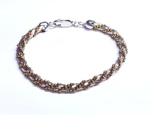 Thick Helix Spiral 925 Sterling Silver 2 Tone Bracelet 7" 15 grams Italy - Picture 1 of 4