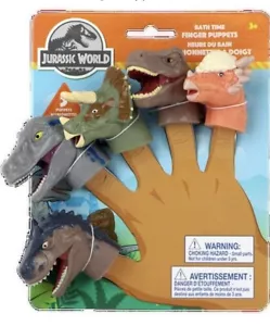 Dinosaurios Universal "Jurassic World" 2022 5 piezas marionetas de dedo hora del baño diversión-nuevo - Imagen 1 de 9