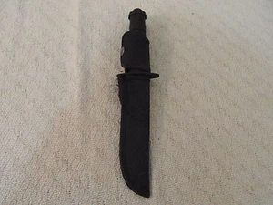 Columbia Shuang Rong Company Black 6" Blade Rubber Handle Knife & Sheath 34185 - Picture 1 of 12