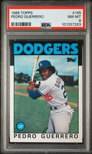 1986 TOPPS PEDRO GUERRERO PSA 8 #145 (POP 13 ONLY 19 HIGHER) LOS ANGELES DODGERS - Picture 1 of 3