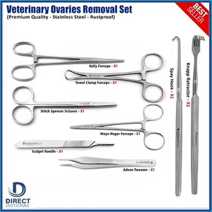 Kit de esterilización veterinaria, perra canina, extirpación de ovarios, instrumentos quirúrgicos de castración - Imagen 1 de 9