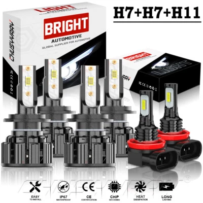 Para Hyundai Azera 2006-2017 6x 6000K LED Faro Alto/Bajo Lámpara Faros Antiniebla Foto 1 de 4