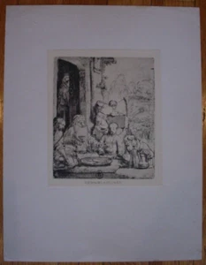 Antique Rembrandt Etching "Abraham Entertaining the Angels" - Picture 1 of 5