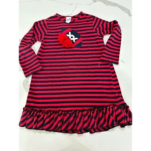 The Bailey Boys Striped Dress Ruffle Hem Applique Nautical Red Navy 6X - Picture 1 of 3