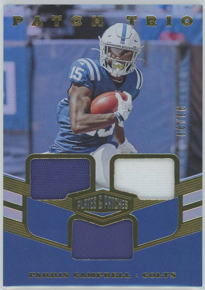 2019 Panini Plates Patches Trio Patches #PT-PCA Parris Campbell Colts RC 93/99 - Image 1 of 1