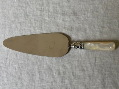 Vtg Mother of Pearl and Sterling Silver Handle Cake Server w/ Silverplate Blade - Image 1 of 4