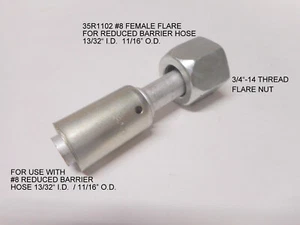 AJUSTE DE AIRE ACONDICIONADO, BEADLOCK, HEMBRA FLARE RECTO #8 TUERCA/MANGUERA 35R1102 BARRERA REDUCIDA - Imagen 1 de 1