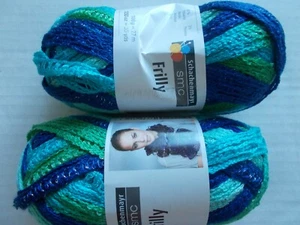 Schachenmayr SMC Frilly ruffle mesh scarf yarn, Aqua Mix, lot of 2 (30 yds ea) - Picture 1 of 2