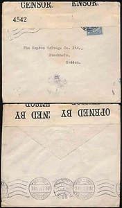 GB WW1 CENSORED to SWEDEN 2 1/2d FRANKING 1917 MORICE TOZER BECK PERFIN + ENV - Picture 1 of 1