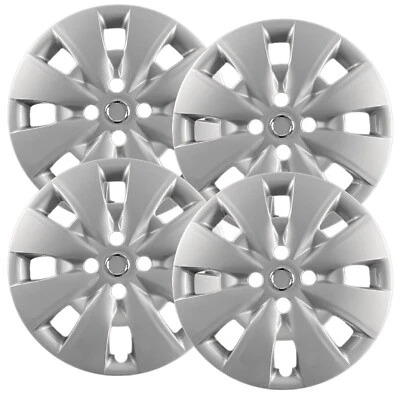 Set of (4) 15" Silver Hubcaps for Toyota Yaris 2006-2012, 8 Spoke, Heavy Duty  - Image 1 of 4