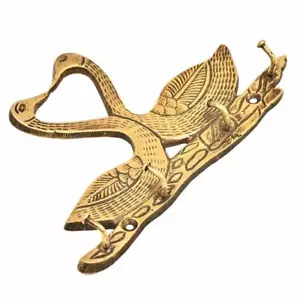 New Handmade Brass Swan Wall Hooks Hangers Holders 11.18 cm Golden 1 Piece - Picture 1 of 4